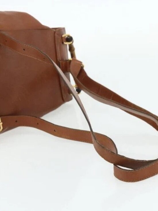 GUCCI Bamboo Backpack Leather Brown Gold 003 3444 0030 Auth bs35138 main image 14